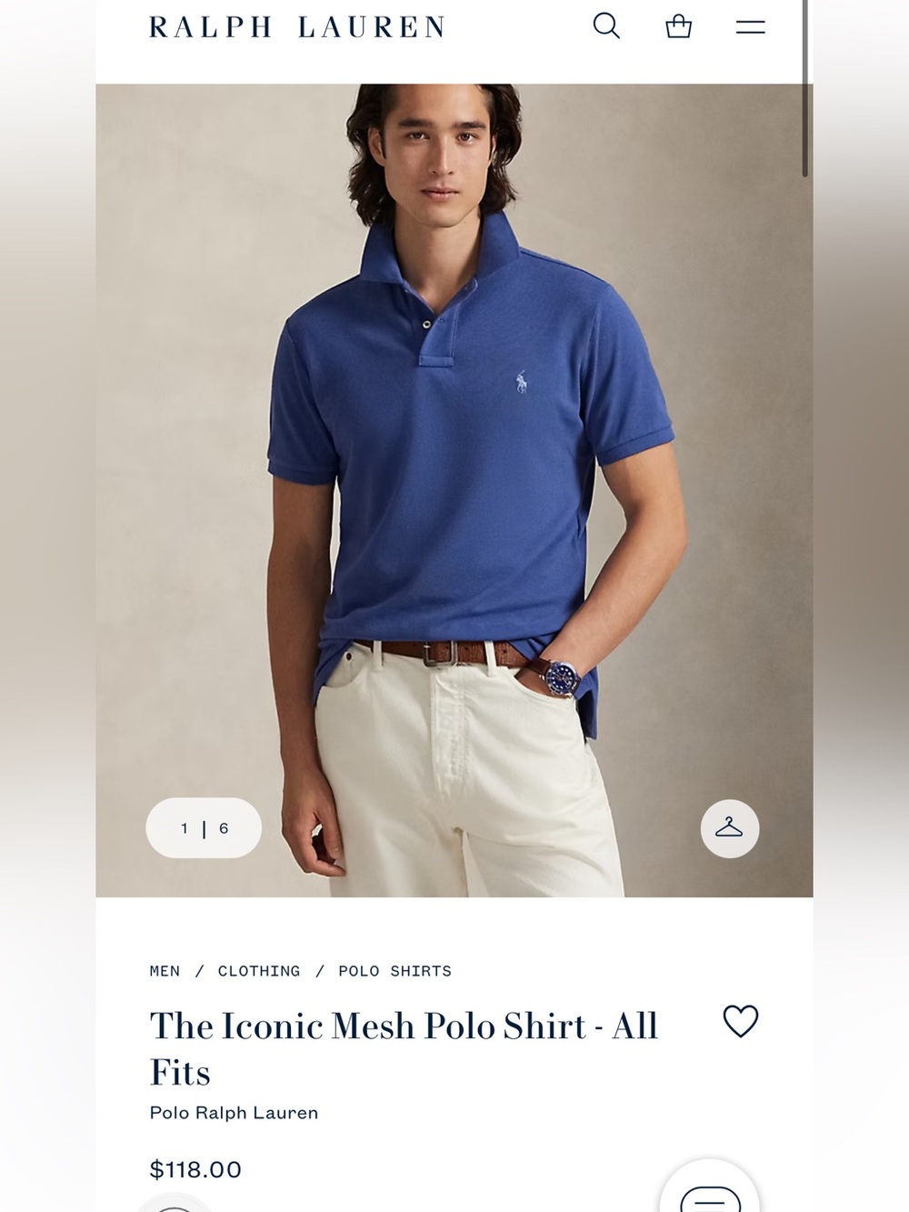 NWOT Polo by Ralph Lauren Men’s Mesh Polo - Royal Blue size Medium